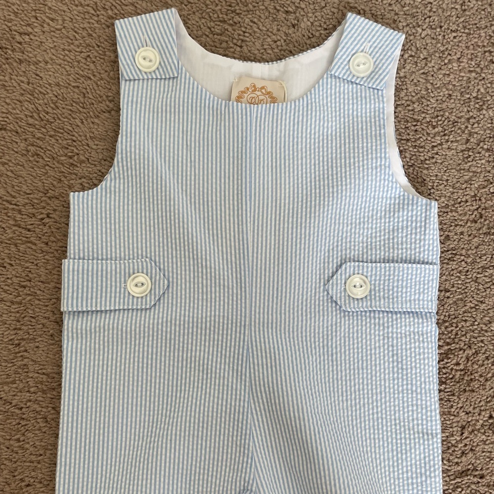 The Beaufort Bonnet Boy’s NWT Blue Seersucker Shortall